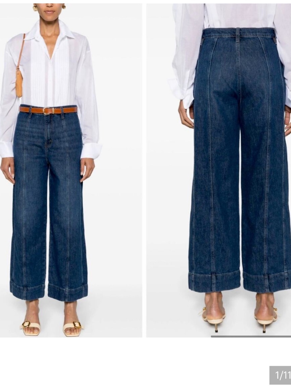 Frame Seamed Wide Leg crop Demin Jean pants